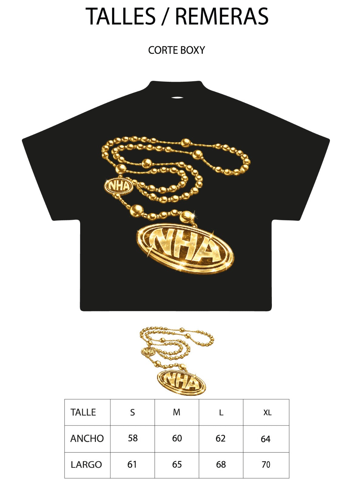 Remera Boxy Colgante Oro