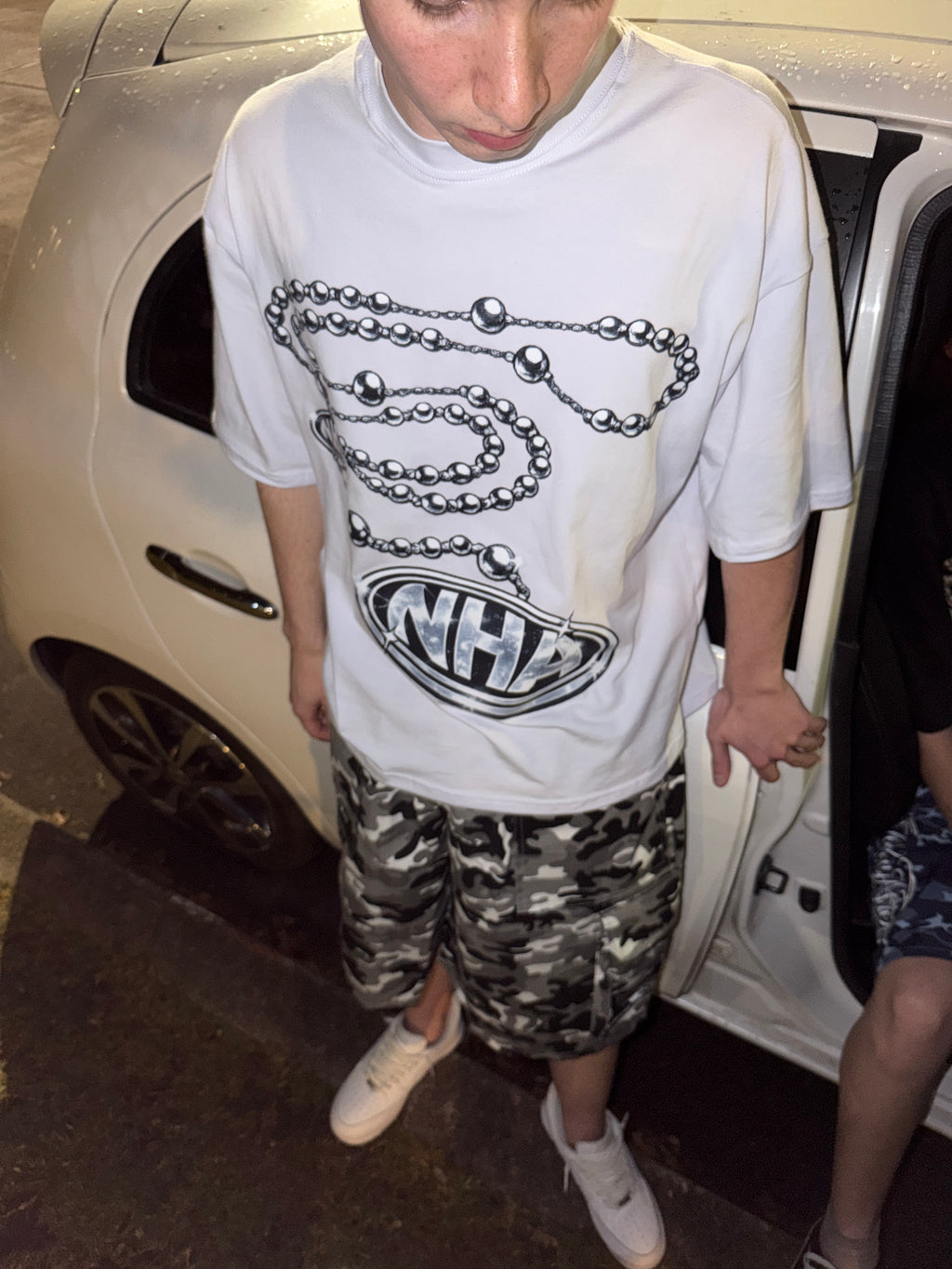 Remera Boxy Colgante Plateado